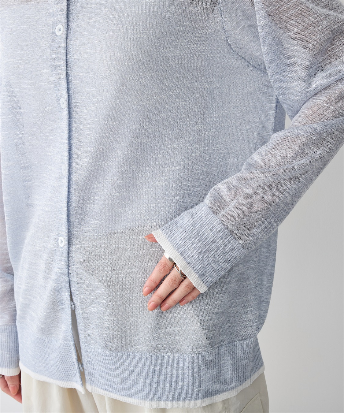 anyfee 【anyfee/プラスサイズ】スラブメランジシアークルーネックカーディガン_sub_7