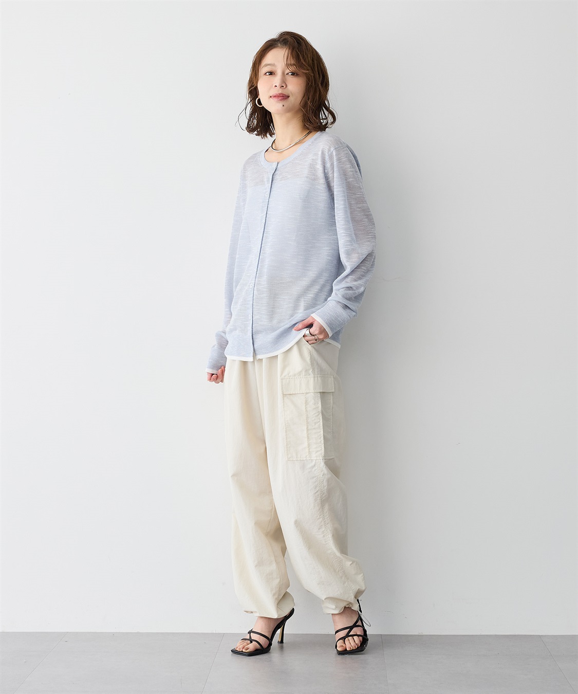 anyfee 【anyfee/プラスサイズ】スラブメランジシアークルーネックカーディガン_sub_9