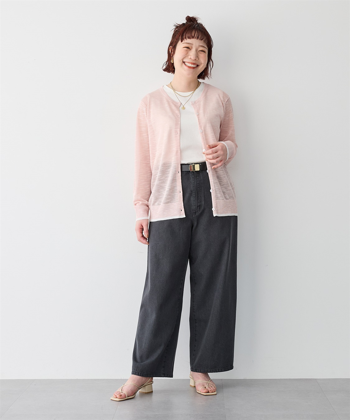 anyfee 【anyfee/プラスサイズ】スラブメランジシアークルーネックカーディガン_sub_15