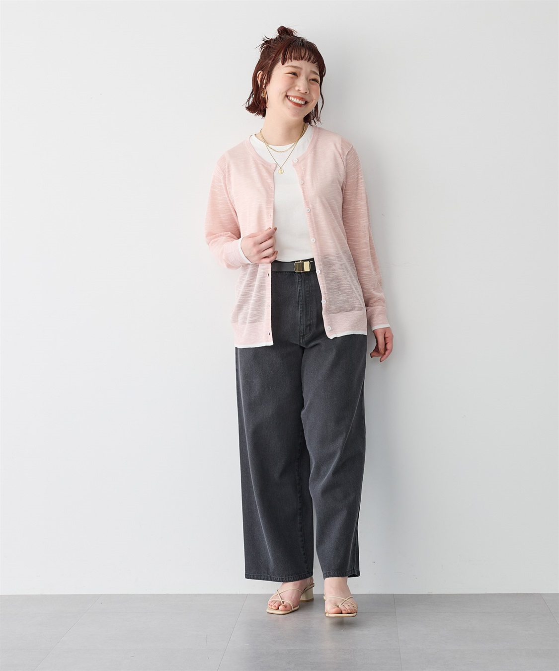 anyfee 【anyfee/プラスサイズ】スラブメランジシアークルーネックカーディガン_sub_16