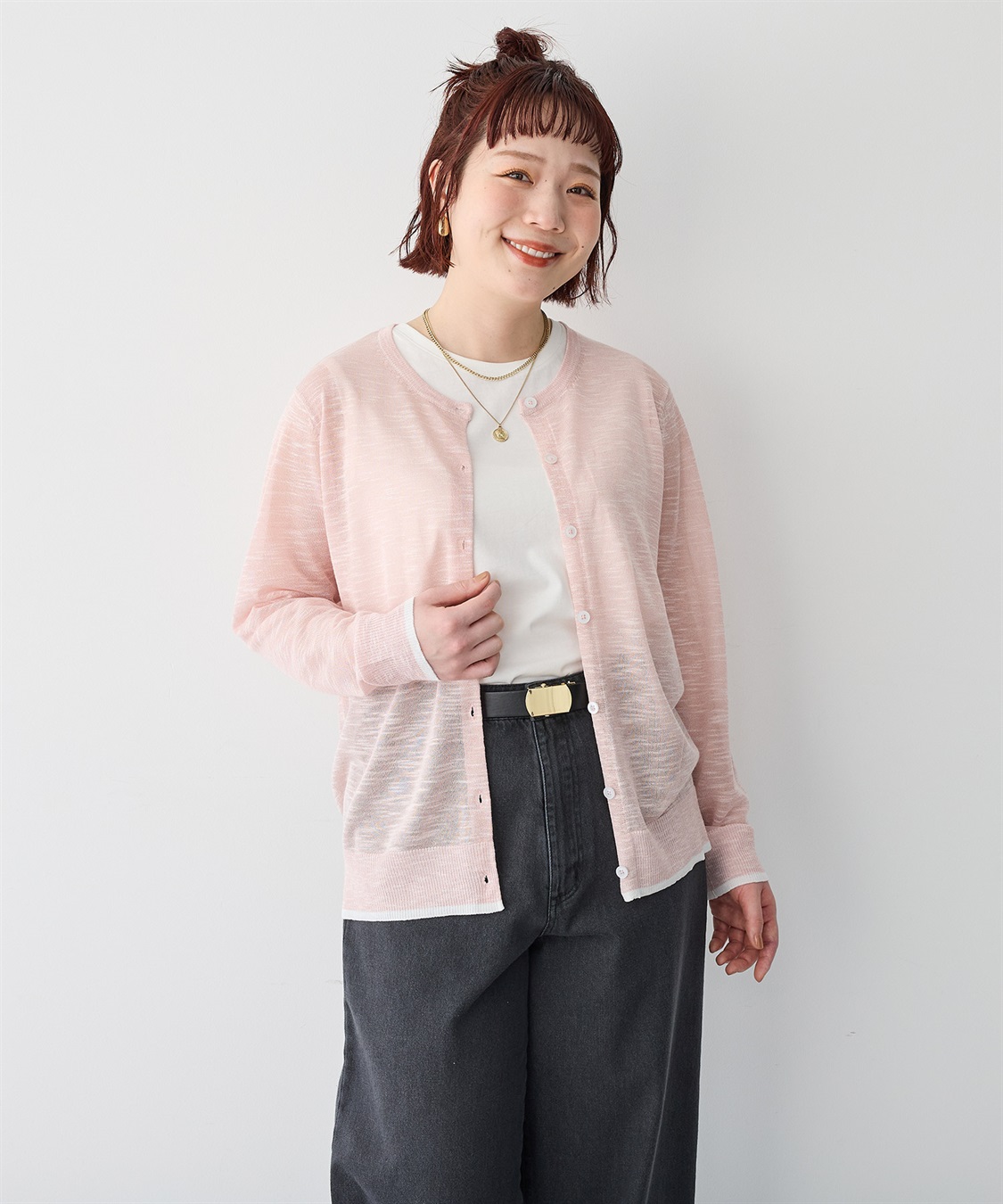 anyfee 【anyfee/プラスサイズ】スラブメランジシアークルーネックカーディガン_sub_17