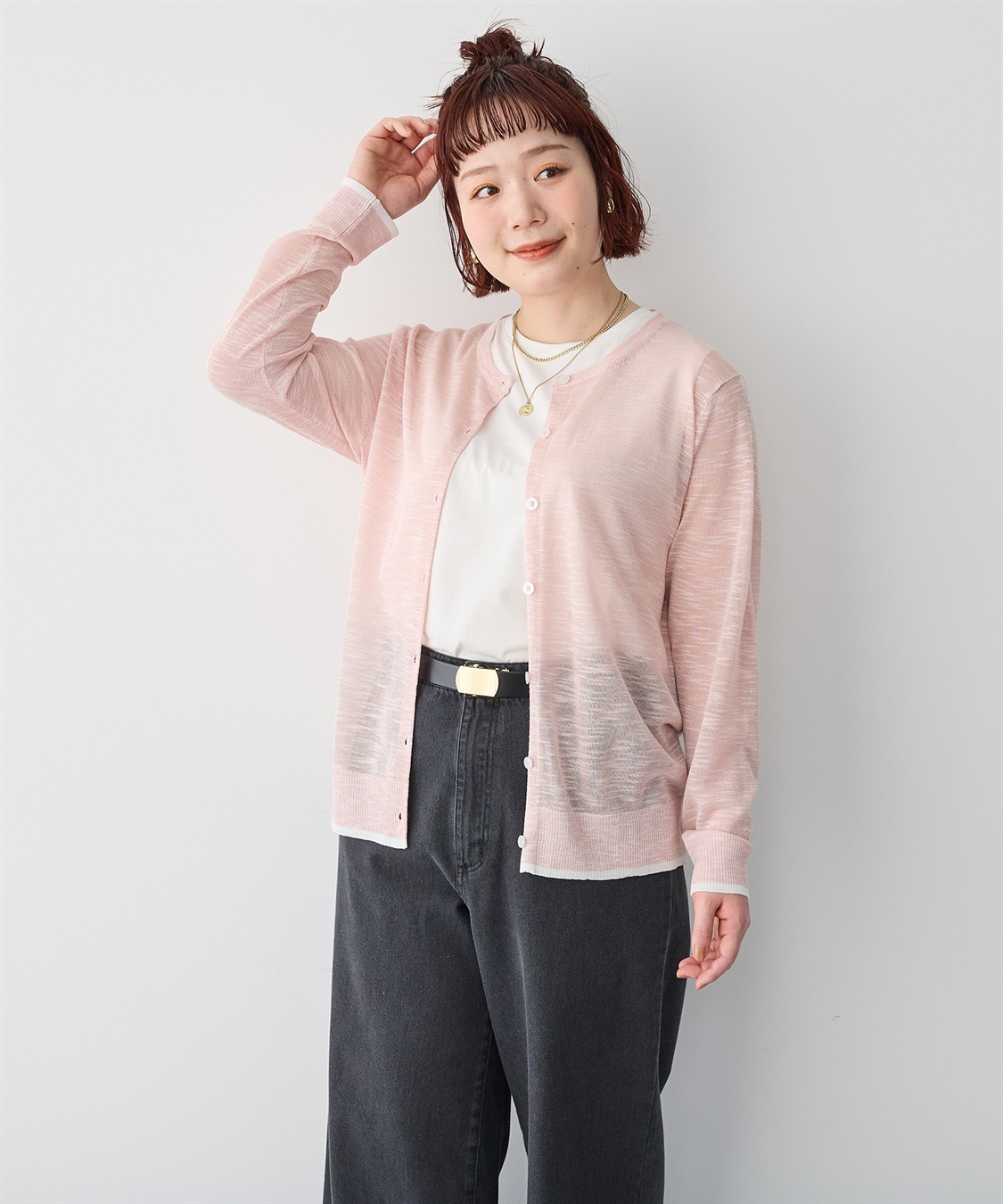 anyfee 【anyfee/プラスサイズ】スラブメランジシアークルーネックカーディガン_sub_18