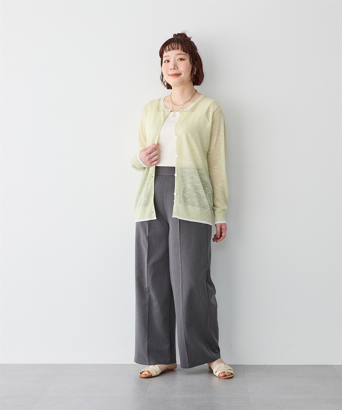 anyfee 【anyfee/プラスサイズ】スラブメランジシアークルーネックカーディガン_sub_21