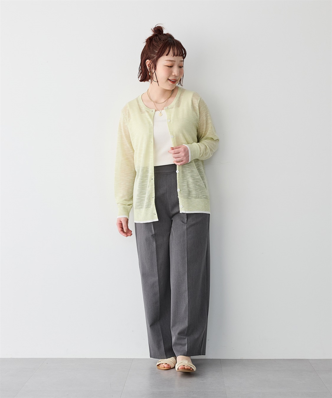 anyfee 【anyfee/プラスサイズ】スラブメランジシアークルーネックカーディガン_sub_22