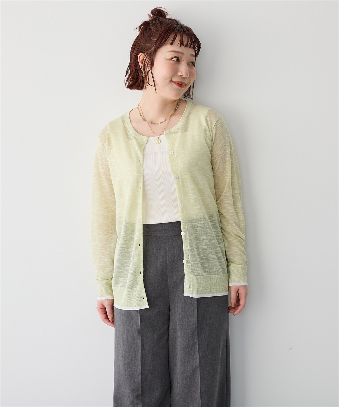 anyfee 【anyfee/プラスサイズ】スラブメランジシアークルーネックカーディガン_sub_23