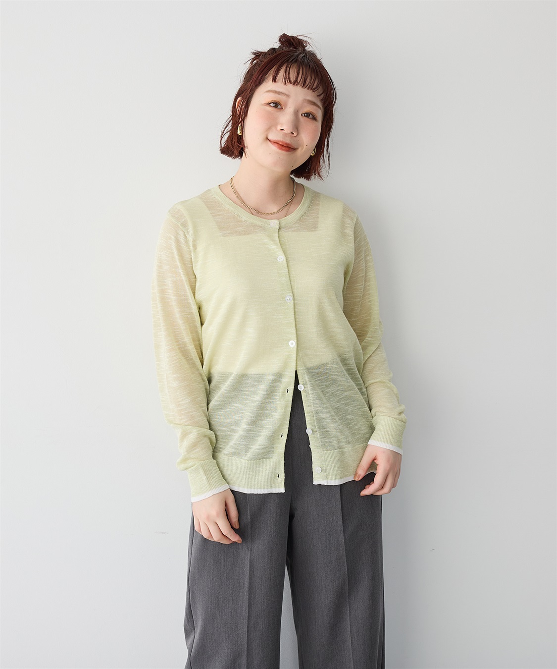 anyfee 【anyfee/プラスサイズ】スラブメランジシアークルーネックカーディガン_sub_24