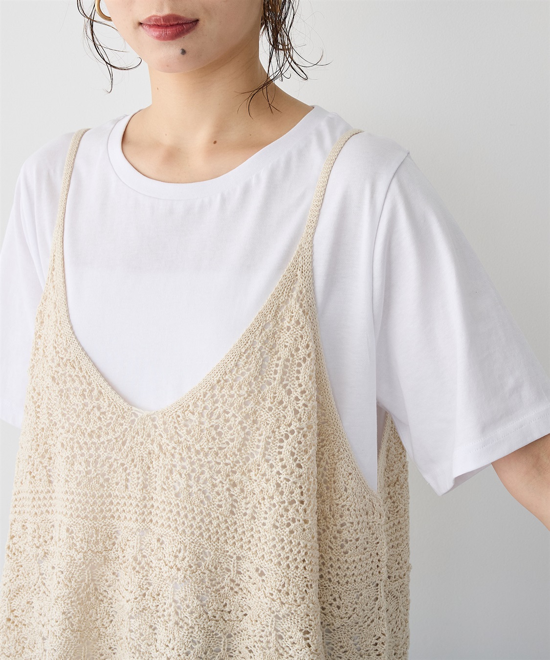 anyfee 【anyfee/プラスサイズ】かぎ針編み風ニットビスチェ_sub_10