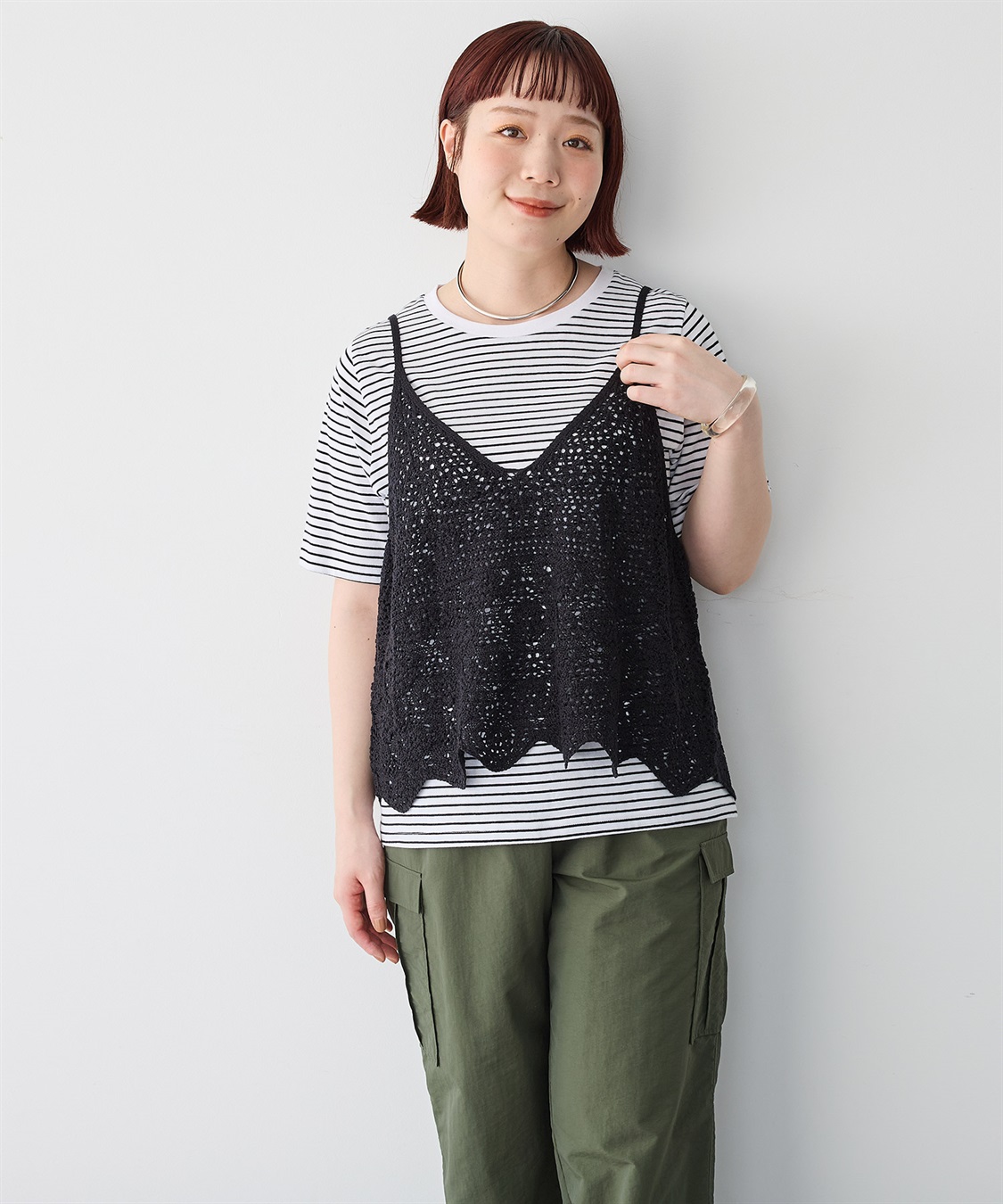 anyfee 【anyfee/プラスサイズ】かぎ針編み風ニットビスチェ_sub_12