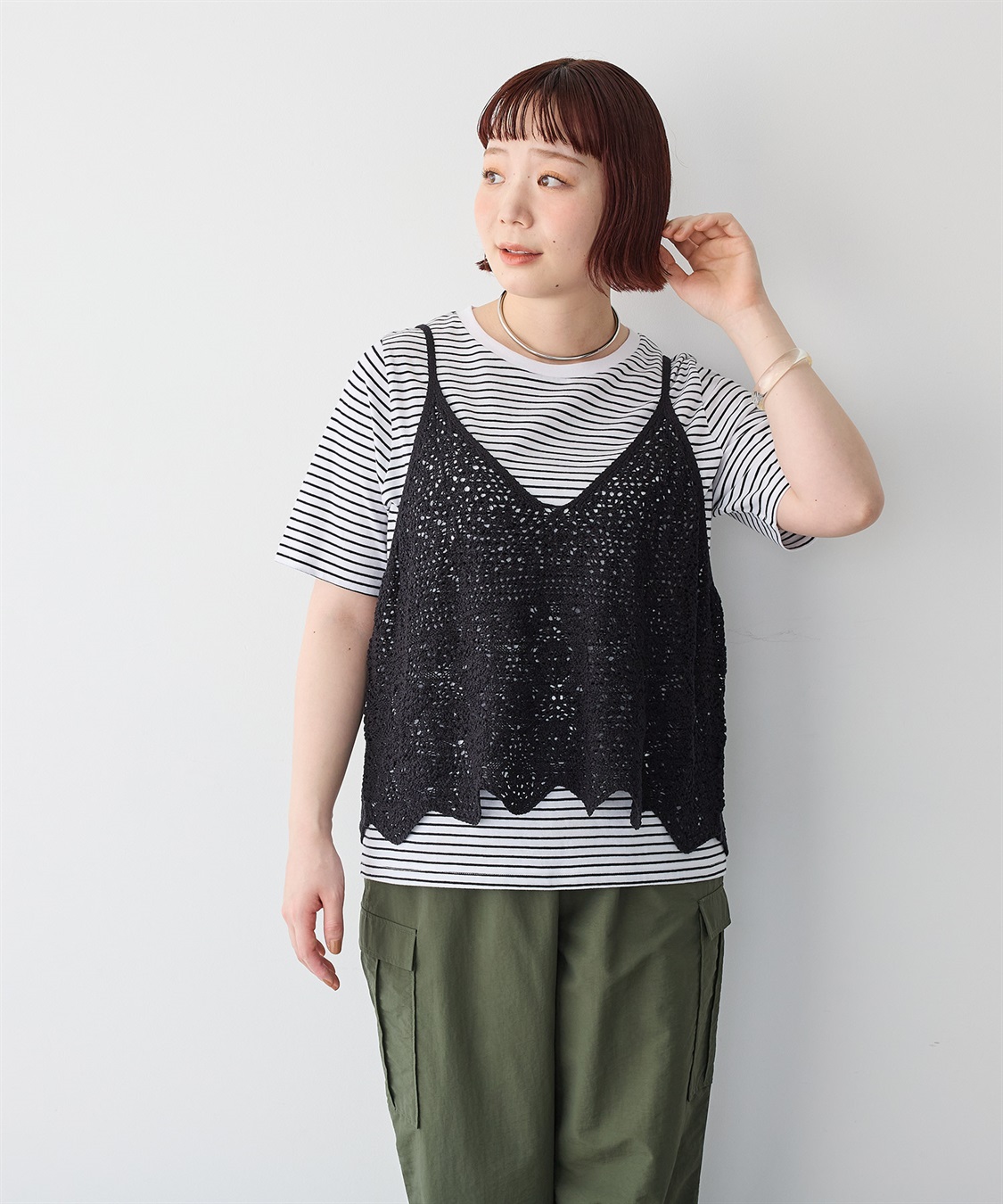 anyfee 【anyfee/プラスサイズ】かぎ針編み風ニットビスチェ_sub_13