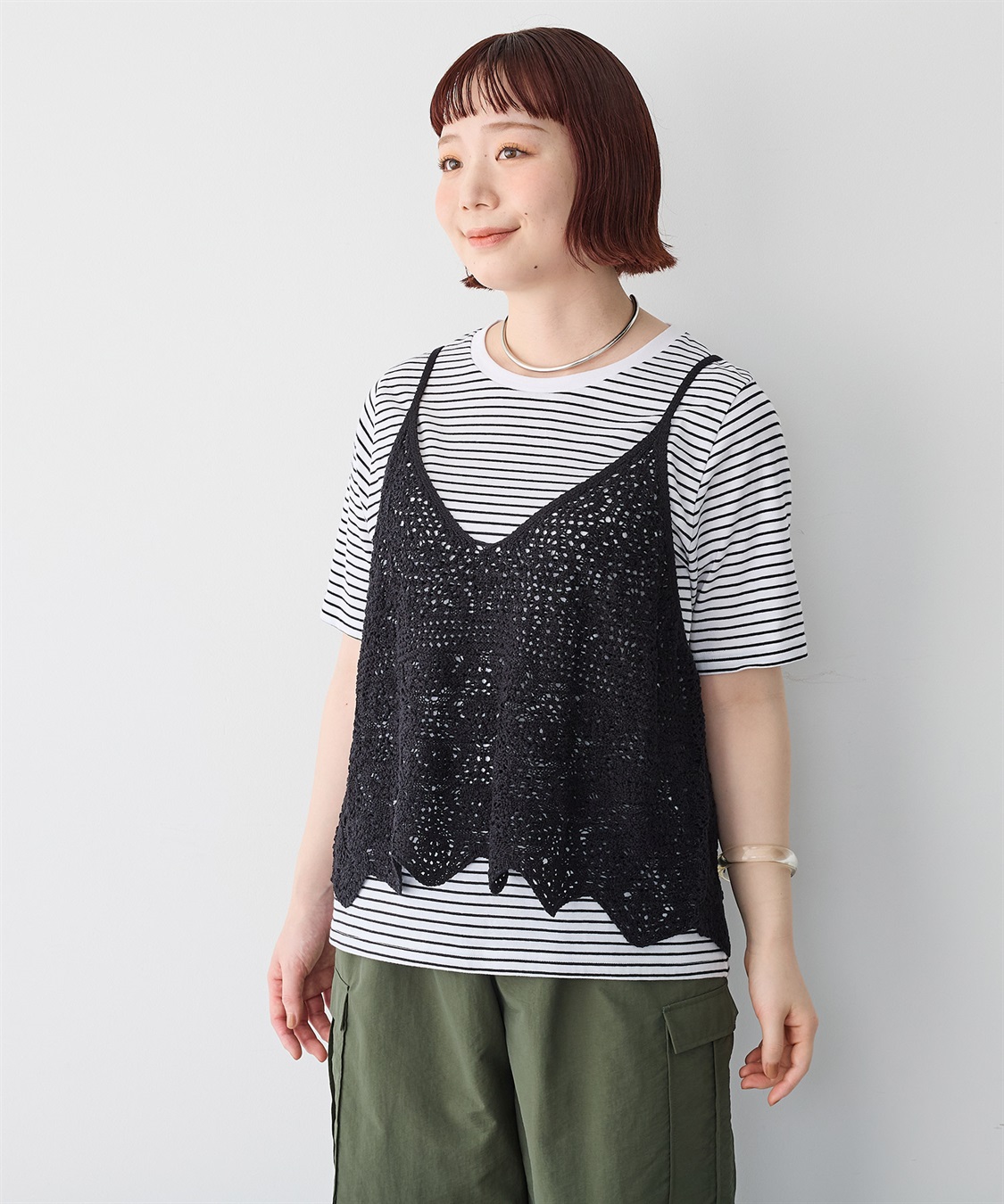 anyfee 【anyfee/プラスサイズ】かぎ針編み風ニットビスチェ_sub_18