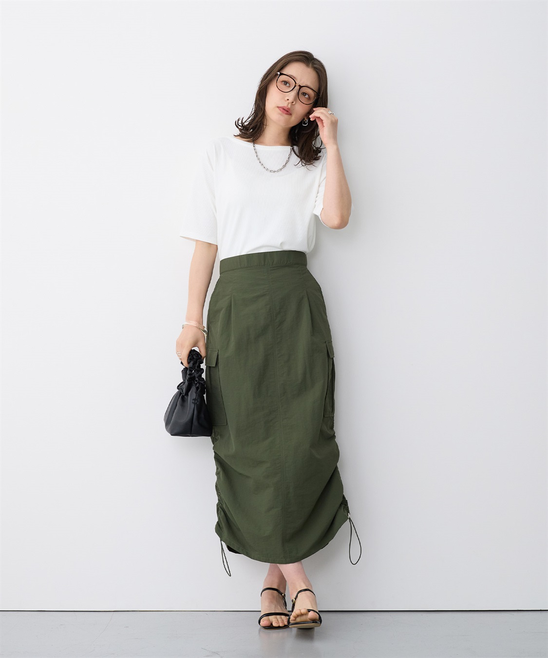 anyfee 【anyfee/プラスサイズ】撥水ドロストカーゴスカート_sub_1