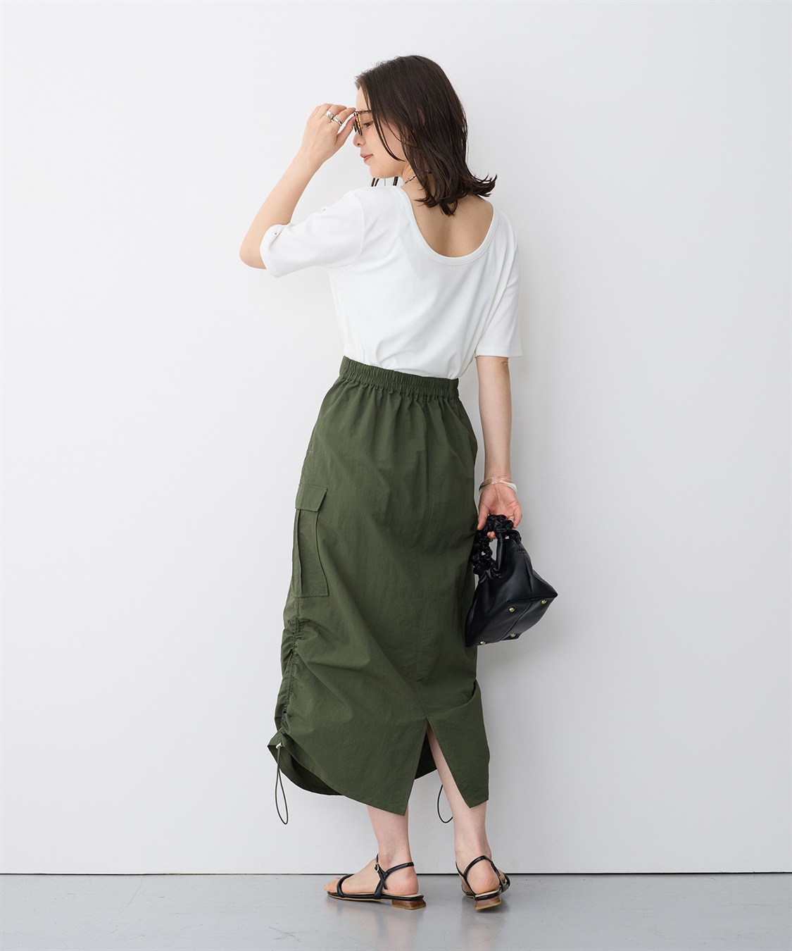 anyfee 【anyfee/プラスサイズ】撥水ドロストカーゴスカート_sub_4