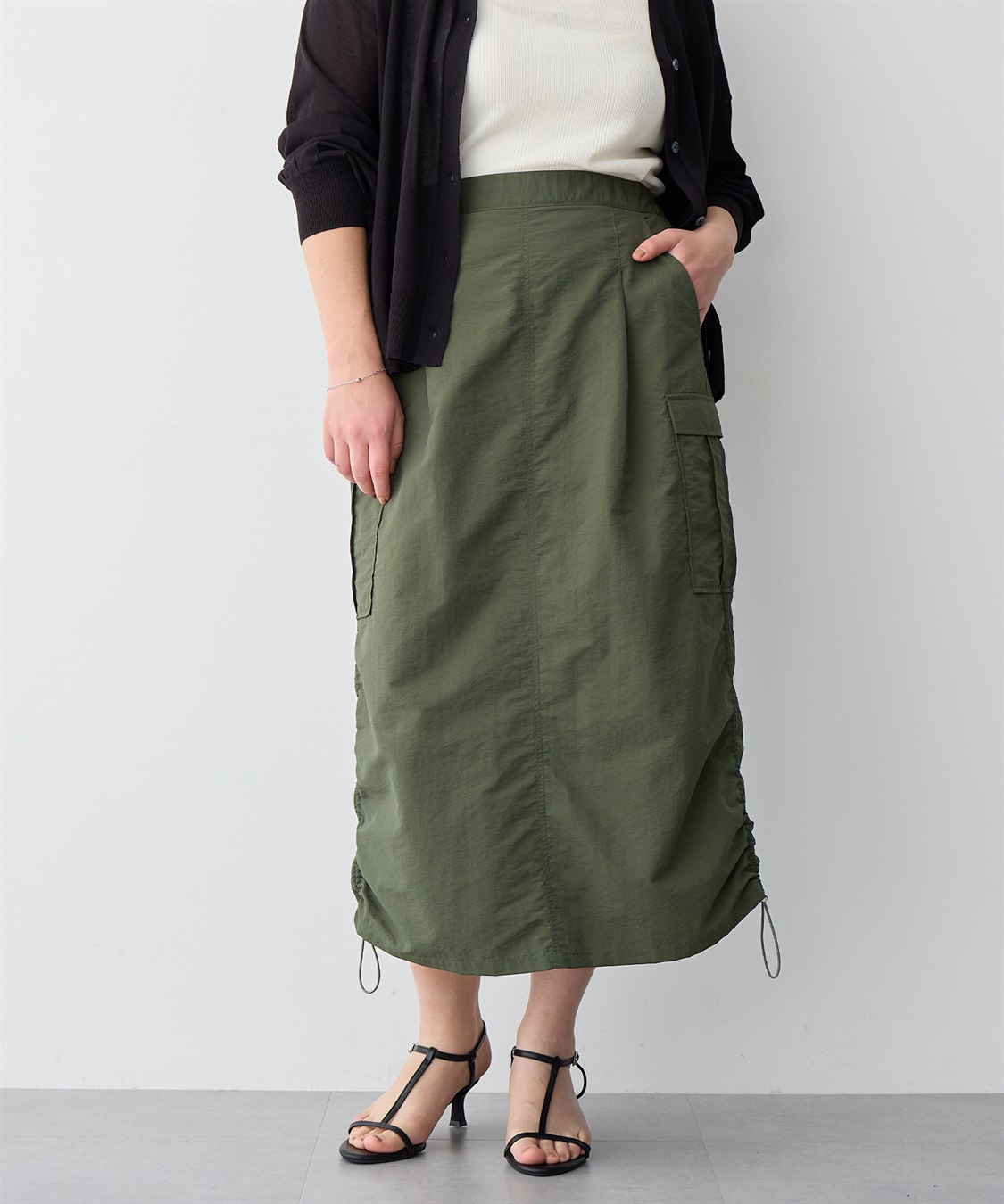 anyfee 【anyfee/プラスサイズ】撥水ドロストカーゴスカート_sub_8