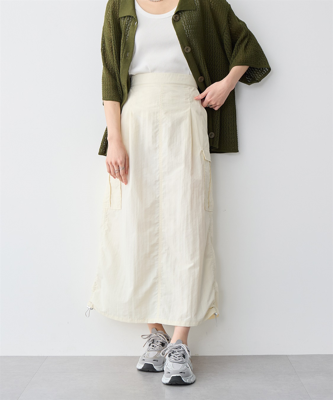 anyfee 【anyfee/プラスサイズ】撥水ドロストカーゴスカート_sub_12