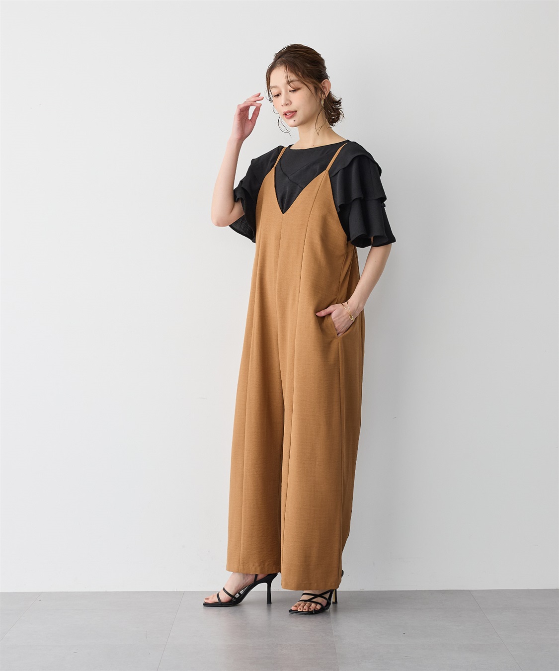 anyfee 【anyfee/プラスサイズ】リネン調キャミサロペット/オールインワン■リネンライクシリーズ■_sub_5