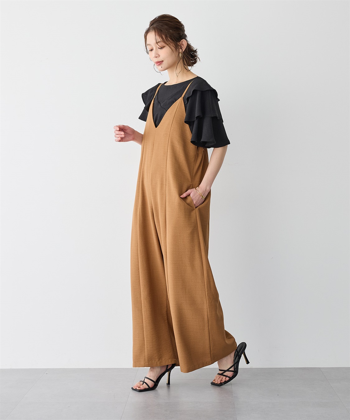 anyfee 【anyfee/プラスサイズ】リネン調キャミサロペット/オールインワン■リネンライクシリーズ■_sub_6