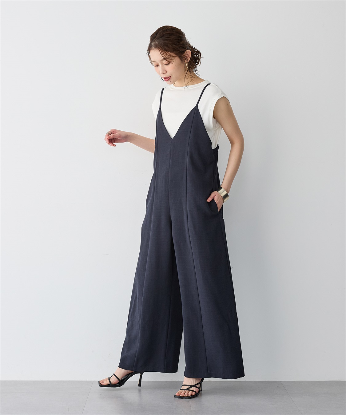 anyfee 【anyfee/プラスサイズ】リネン調キャミサロペット/オールインワン■リネンライクシリーズ■_sub_11