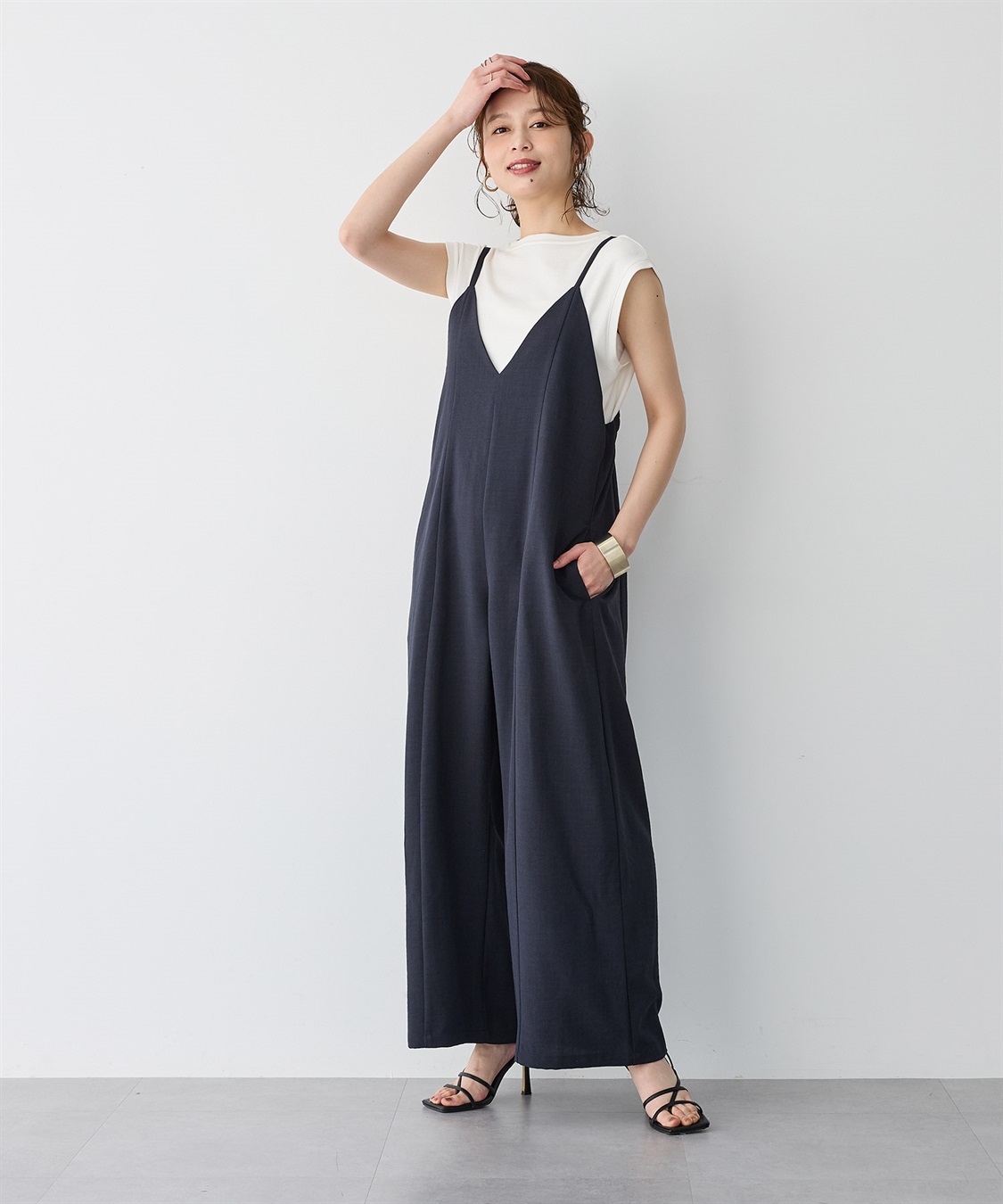 anyfee 【anyfee/プラスサイズ】リネン調キャミサロペット/オールインワン■リネンライクシリーズ■_sub_12