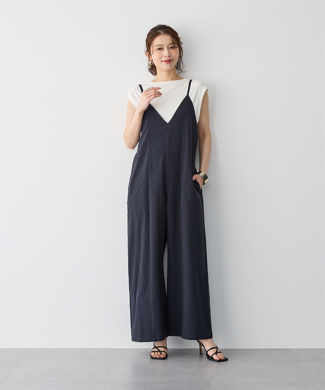 anyfee 【anyfee/プラスサイズ】リネン調キャミサロペット/オールインワン■リネンライクシリーズ■_sub_13