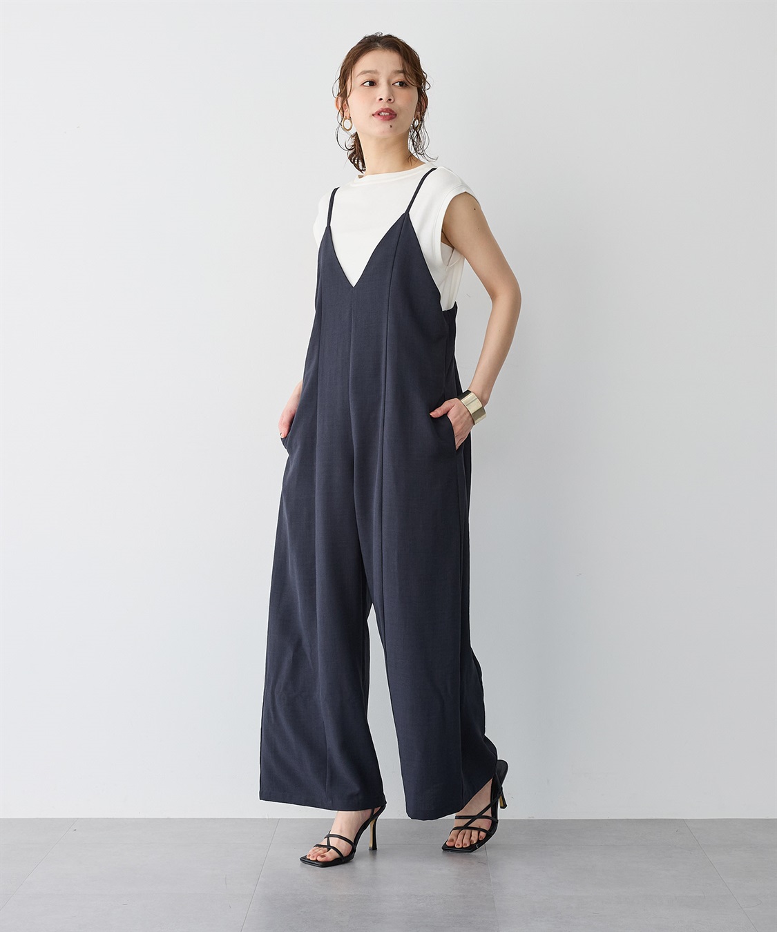 anyfee 【anyfee/プラスサイズ】リネン調キャミサロペット/オールインワン■リネンライクシリーズ■_sub_16