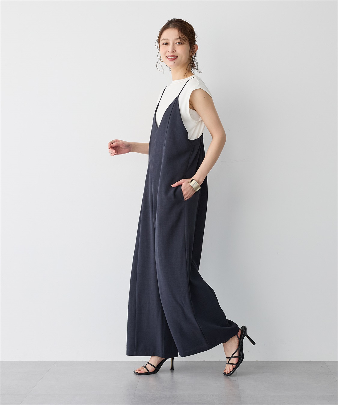 anyfee 【anyfee/プラスサイズ】リネン調キャミサロペット/オールインワン■リネンライクシリーズ■_sub_17