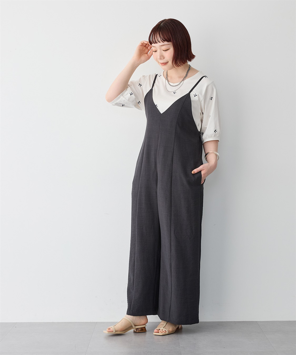 anyfee 【anyfee/プラスサイズ】リネン調キャミサロペット/オールインワン■リネンライクシリーズ■_sub_22