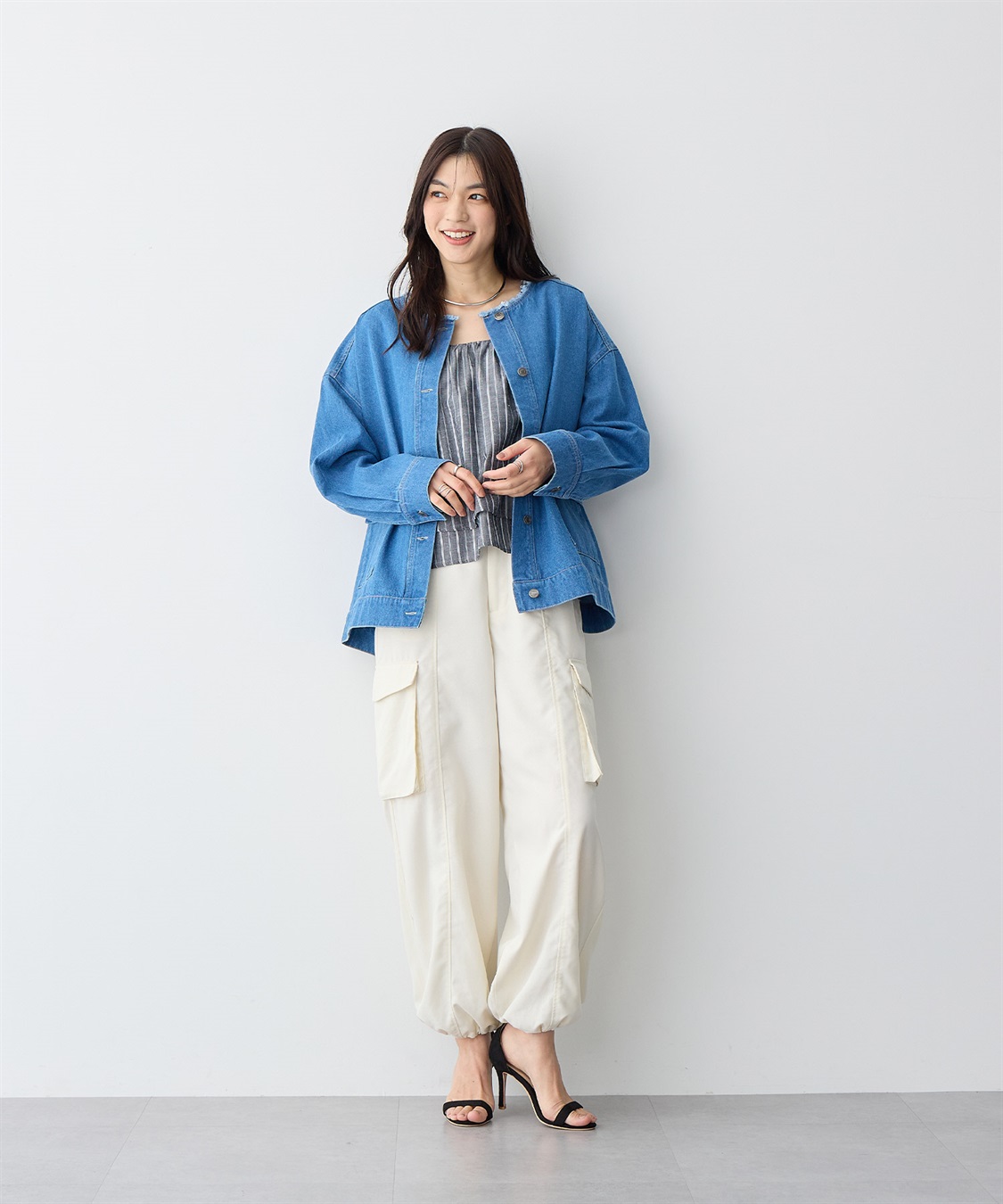 anyfee 【anyfee/プラスサイズ】肩ギャザーフレアキャミブラウス（UVカット・接触冷感）_sub_5