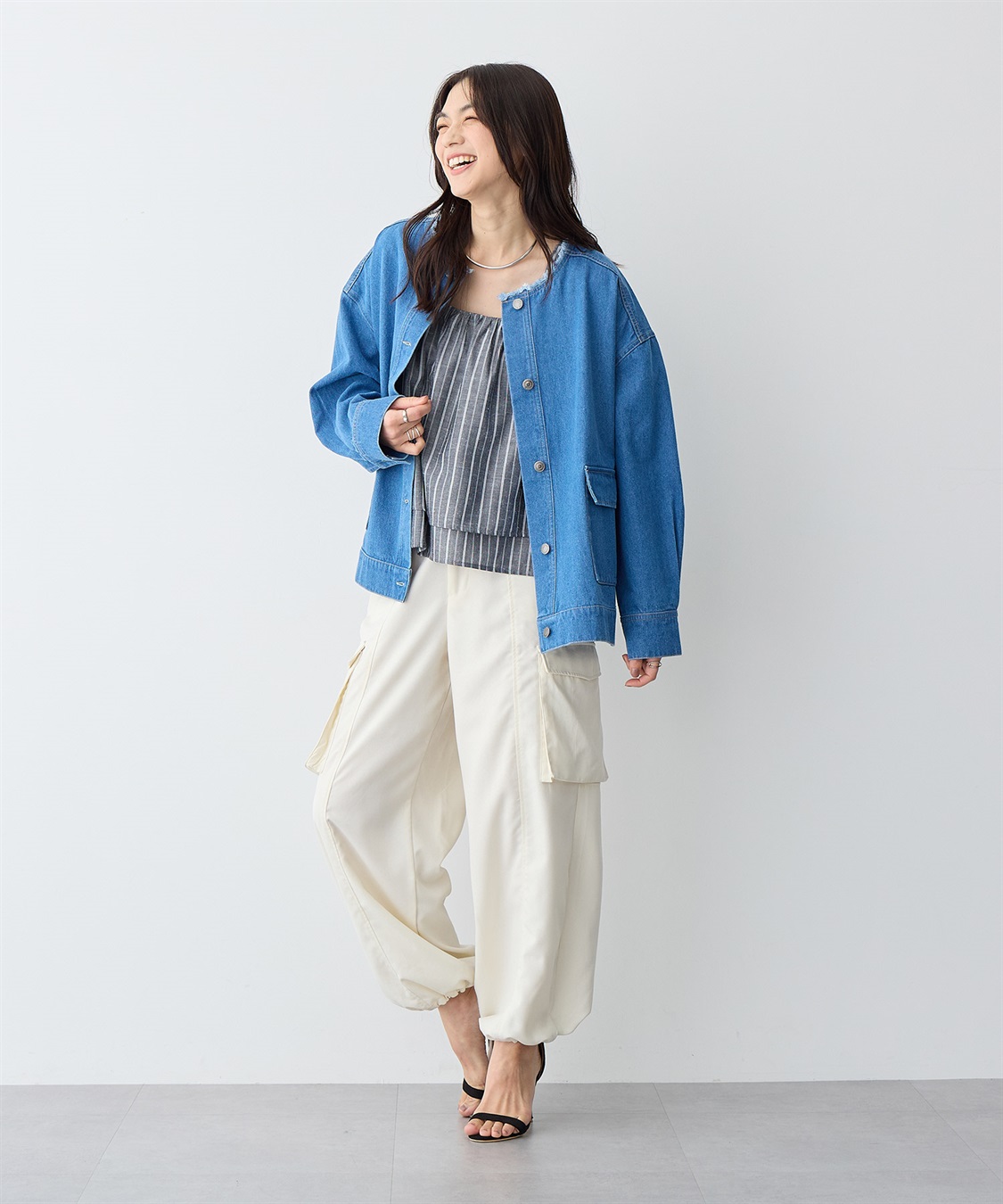 anyfee 【anyfee/プラスサイズ】肩ギャザーフレアキャミブラウス（UVカット・接触冷感）_sub_6