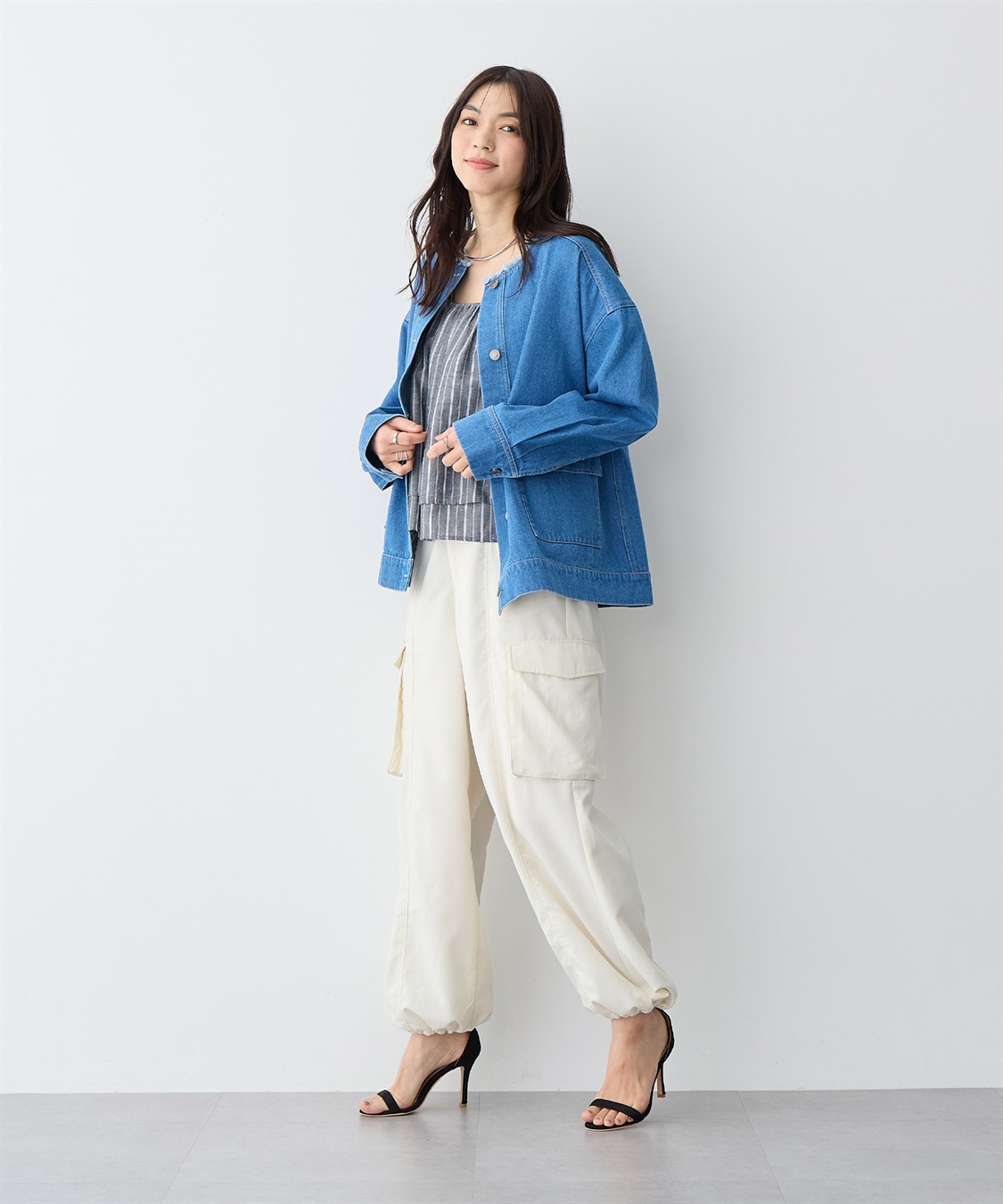 anyfee 【anyfee/プラスサイズ】肩ギャザーフレアキャミブラウス（UVカット・接触冷感）_sub_7