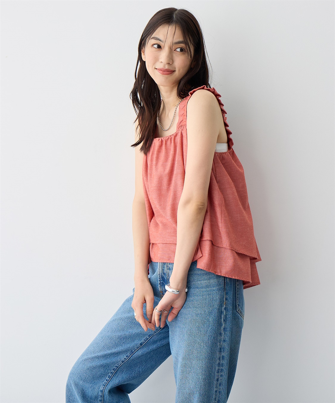 anyfee 【anyfee/プラスサイズ】肩ギャザーフレアキャミブラウス（UVカット・接触冷感）_sub_13