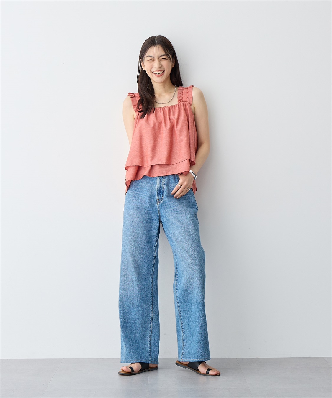 anyfee 【anyfee/プラスサイズ】肩ギャザーフレアキャミブラウス（UVカット・接触冷感）_sub_16