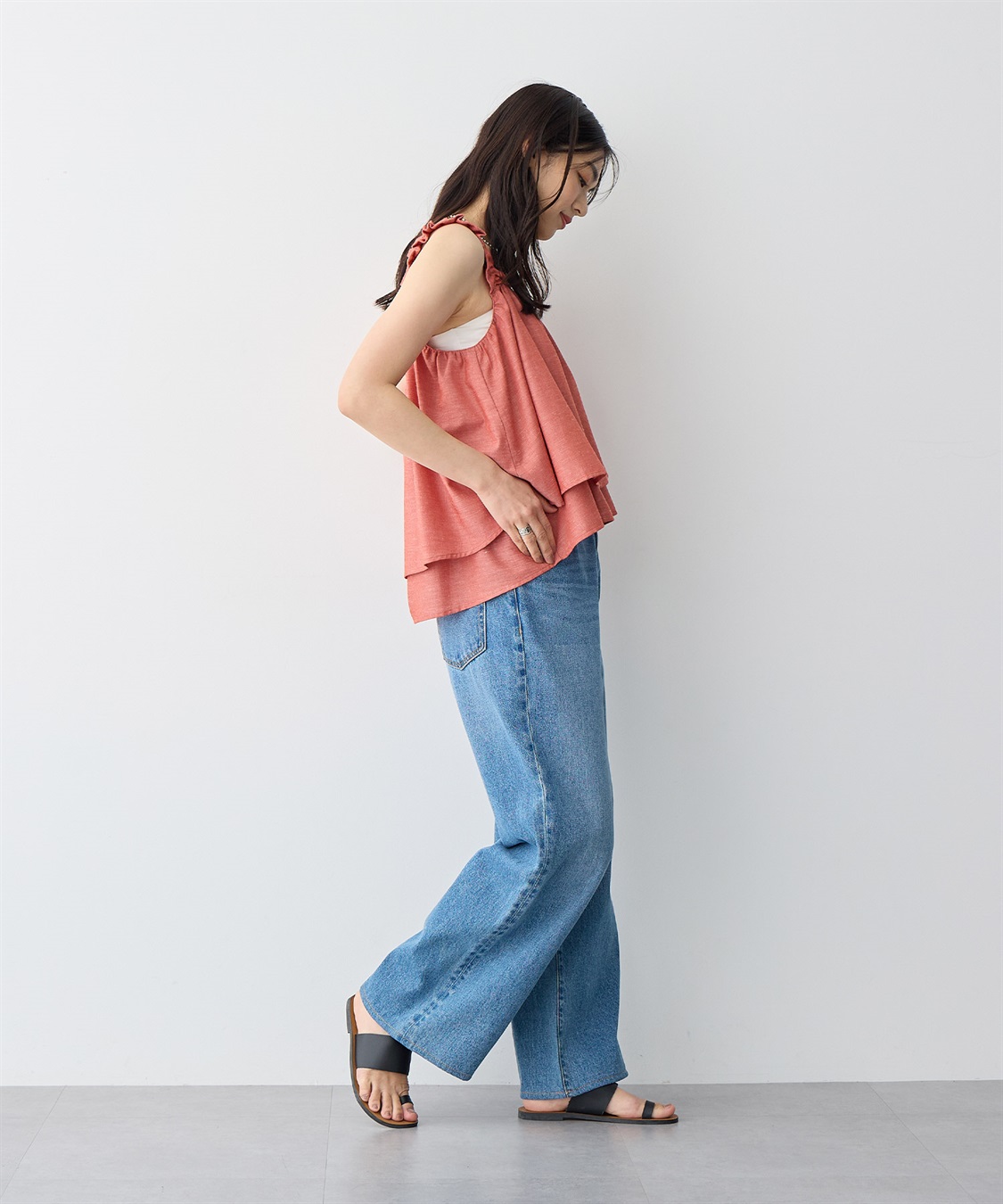 anyfee 【anyfee/プラスサイズ】肩ギャザーフレアキャミブラウス（UVカット・接触冷感）_sub_17