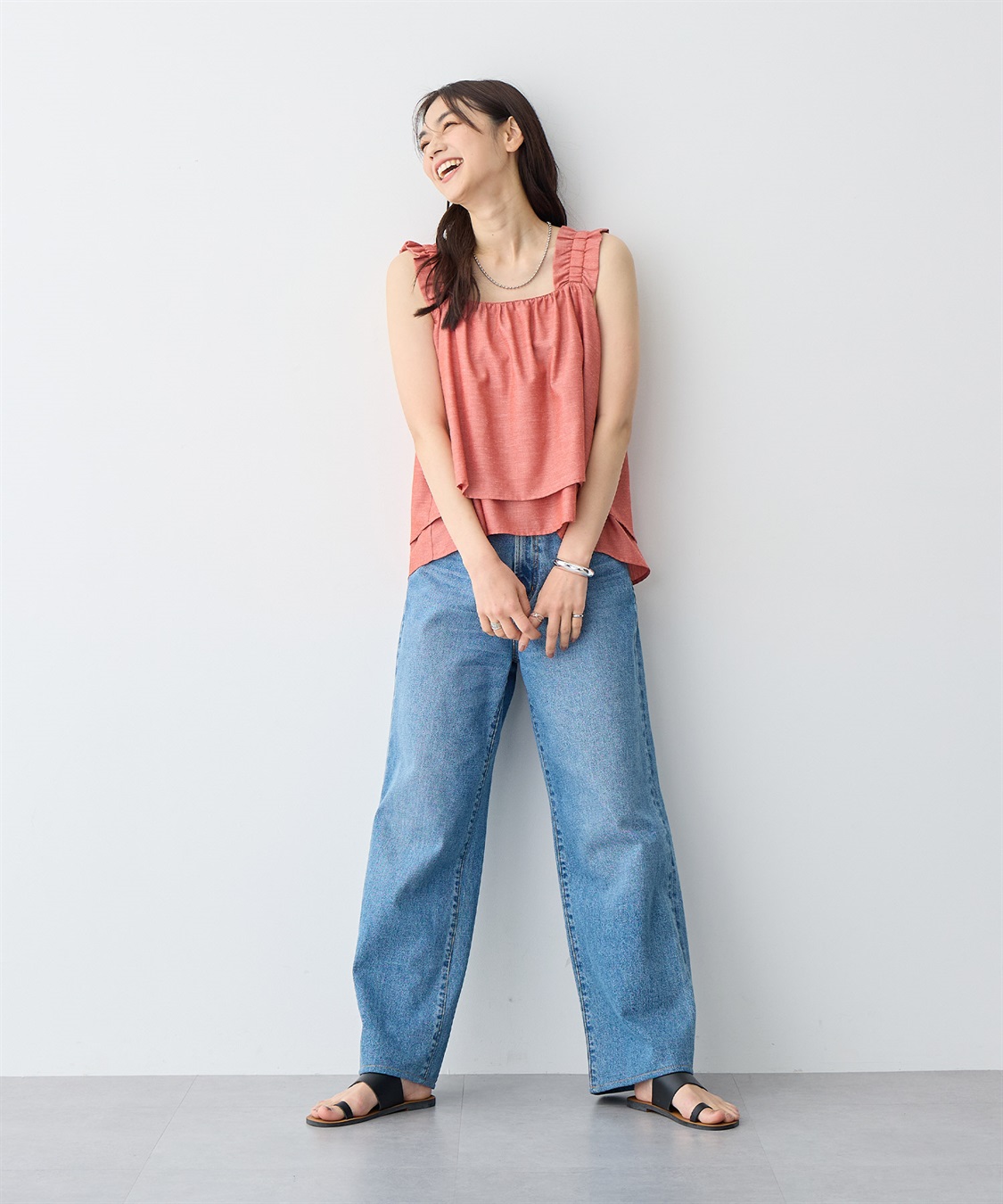 anyfee 【anyfee/プラスサイズ】肩ギャザーフレアキャミブラウス（UVカット・接触冷感）_sub_19