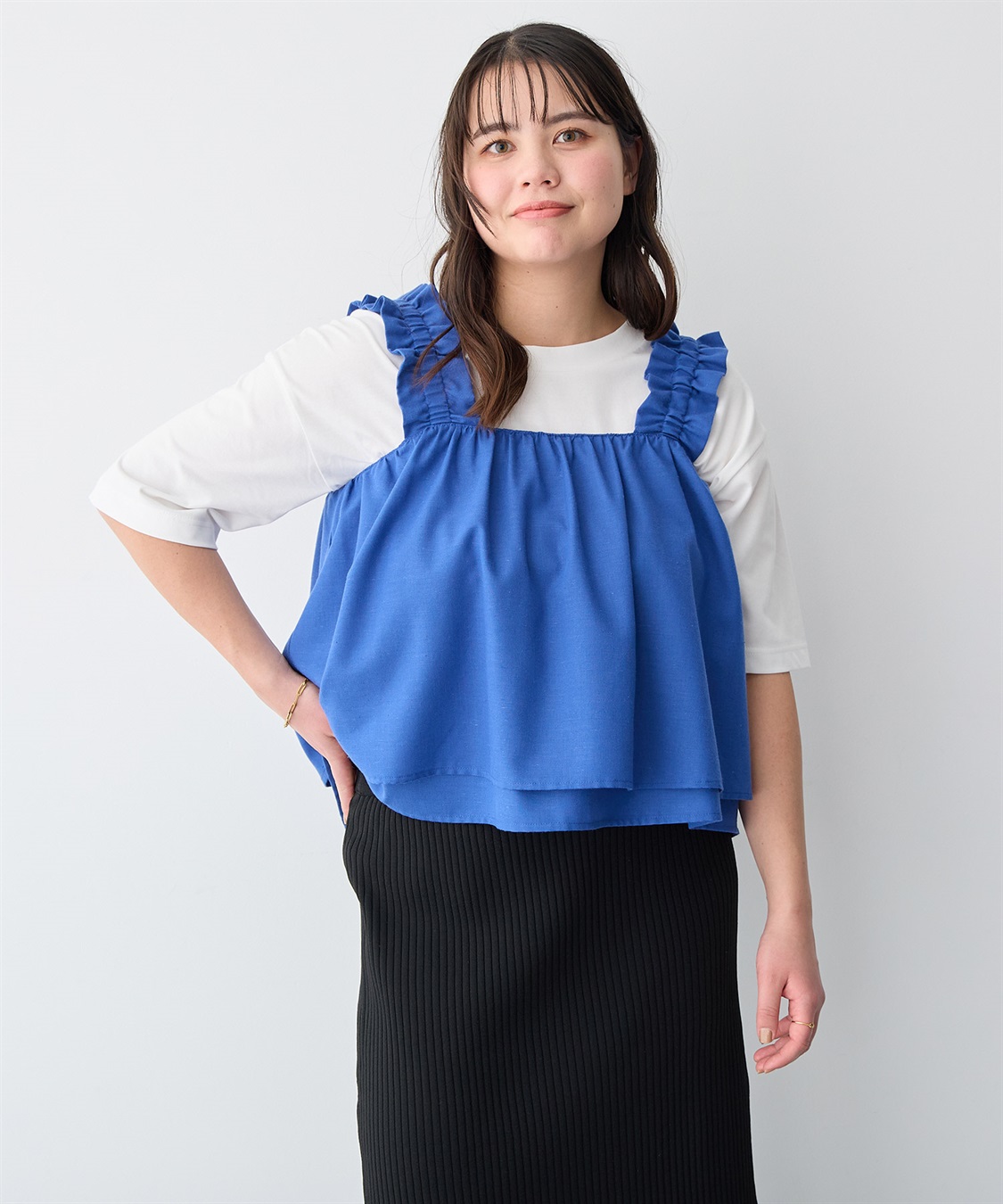 anyfee 【anyfee/プラスサイズ】肩ギャザーフレアキャミブラウス（UVカット・接触冷感）_sub_20