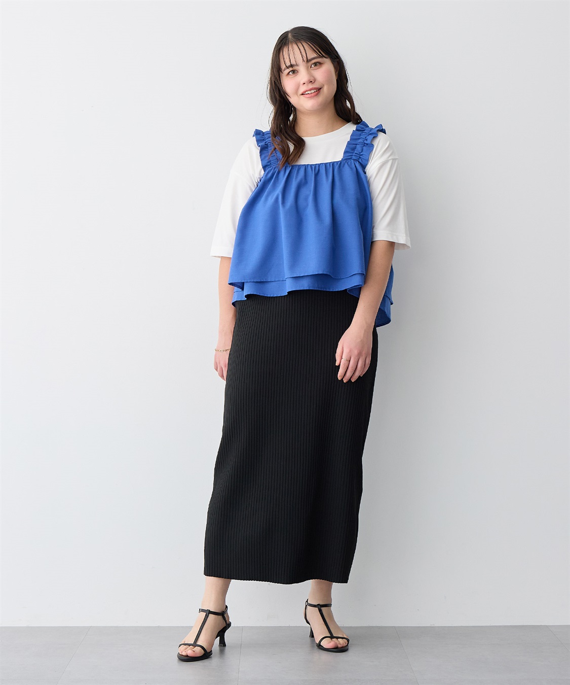 anyfee 【anyfee/プラスサイズ】肩ギャザーフレアキャミブラウス（UVカット・接触冷感）_sub_23