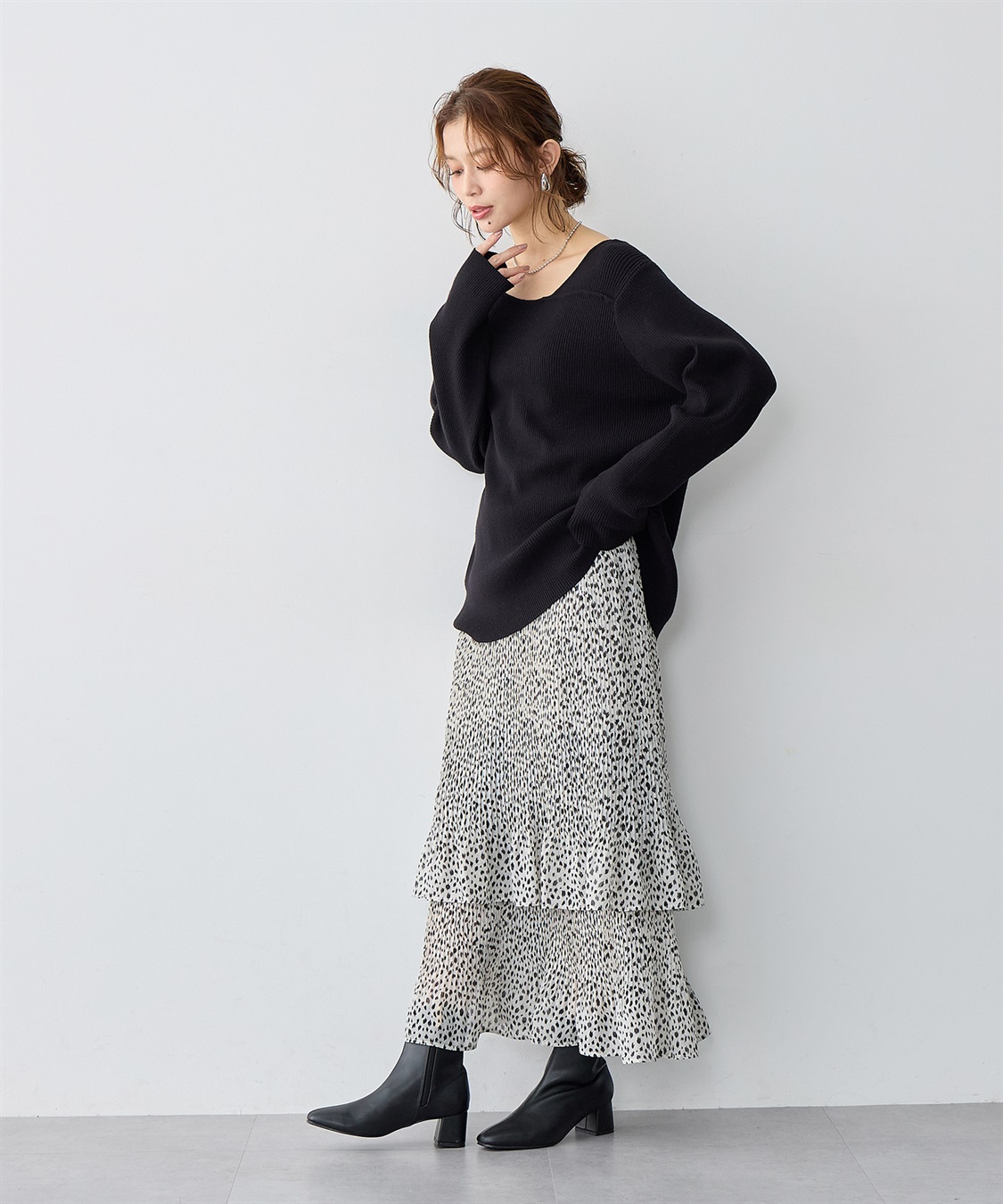 anyfee 【anyfee/大きいサイズ】アシメネックリブニット_sub_5