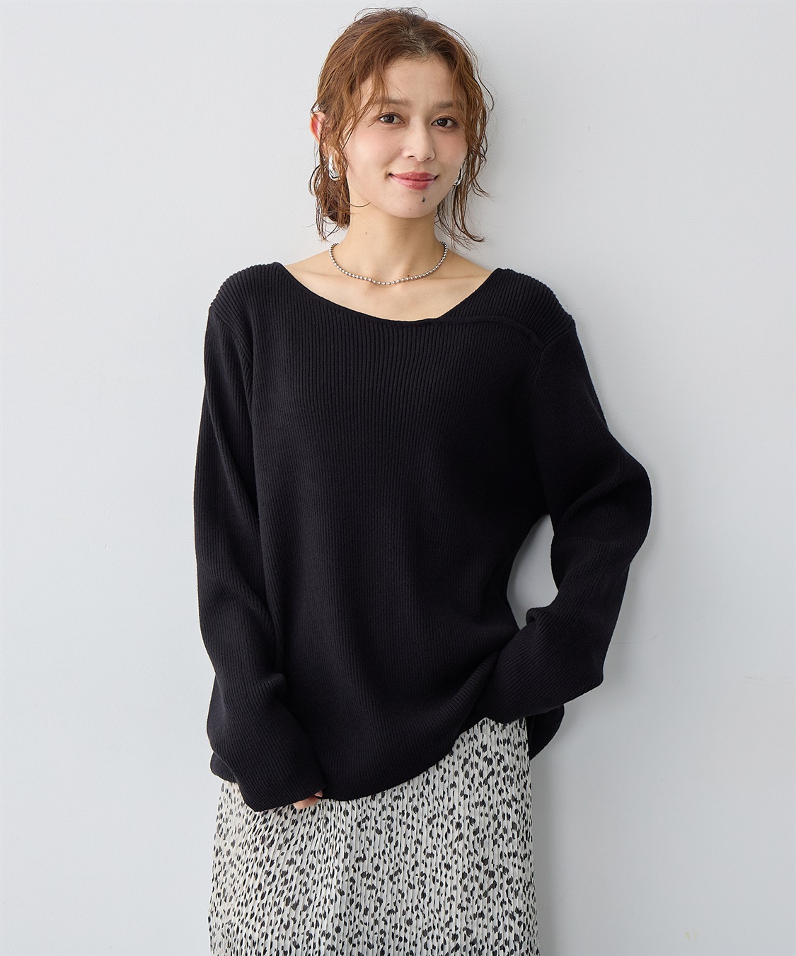 anyfee 【anyfee/大きいサイズ】アシメネックリブニット_sub_11