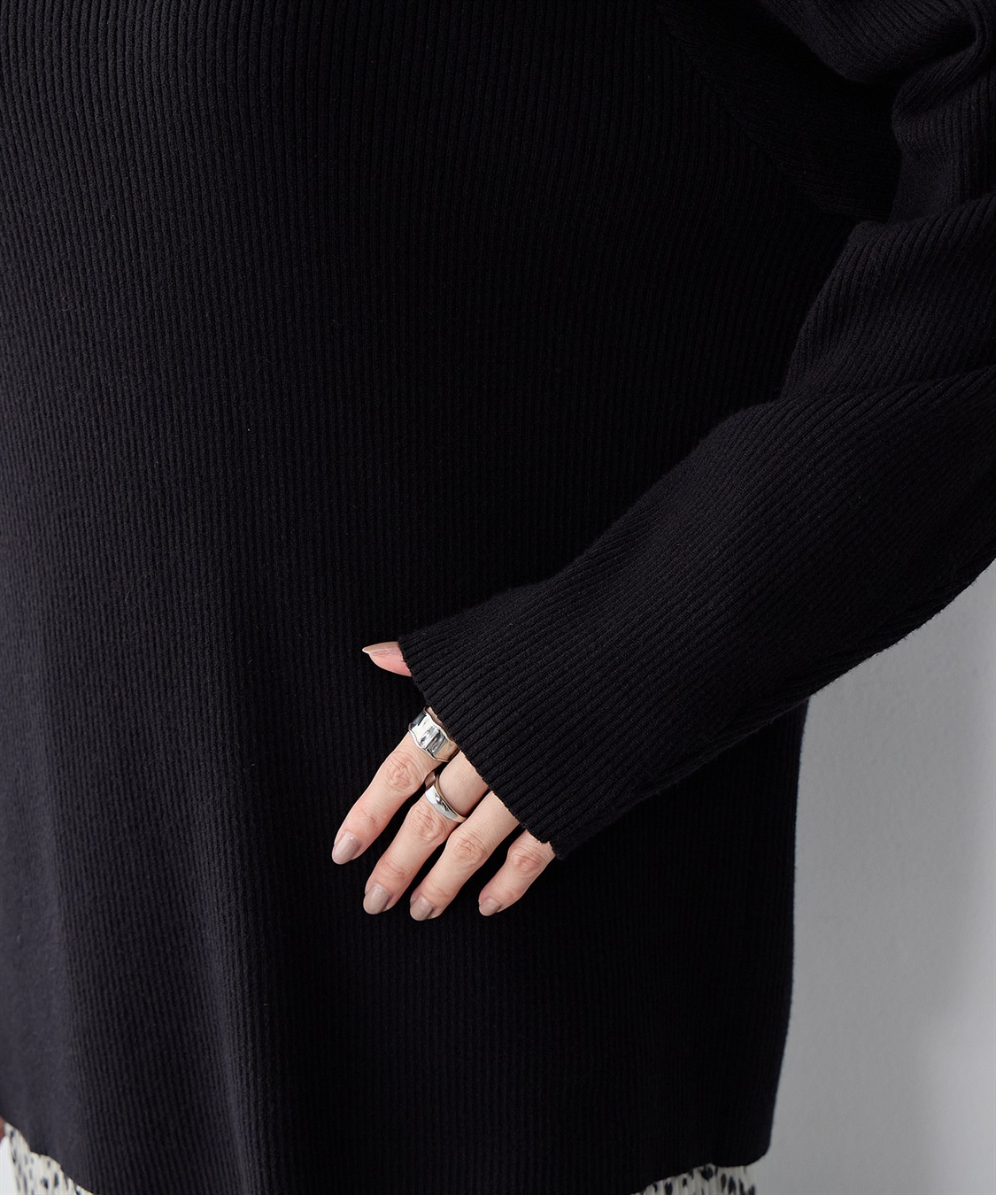 anyfee 【anyfee/大きいサイズ】アシメネックリブニット_sub_13