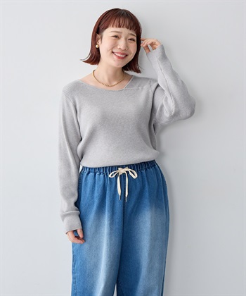 Life Style by cross marche 【anyfee/大きいサイズ】アシメネックリブニット_subthumb_18