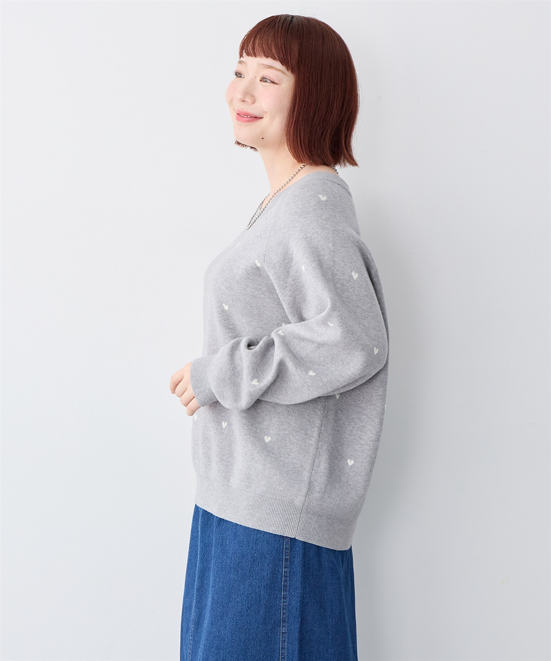 anyfee 【anyfee/大きいサイズ】Wフェイスハート柄ジャガードラグランニット_sub_14