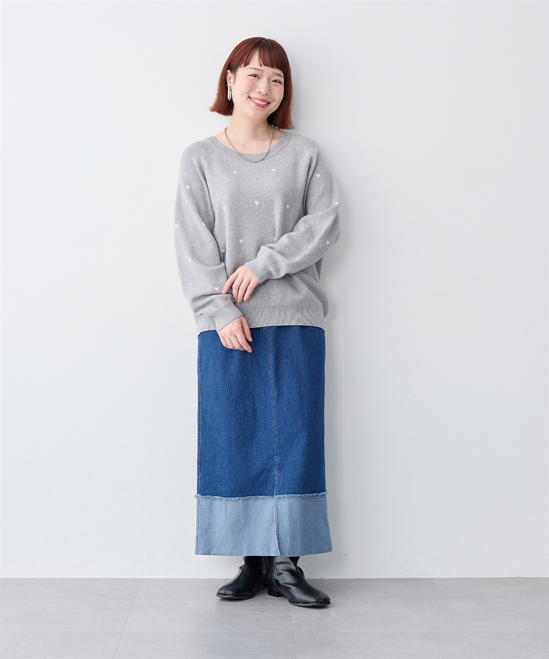 anyfee 【anyfee/大きいサイズ】Wフェイスハート柄ジャガードラグランニット_sub_19