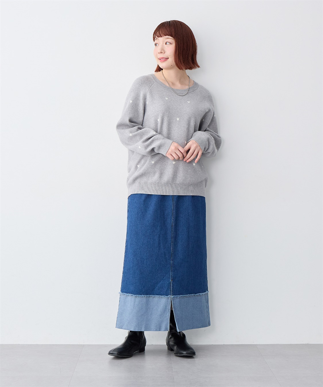 anyfee 【anyfee/大きいサイズ】Wフェイスハート柄ジャガードラグランニット_sub_21