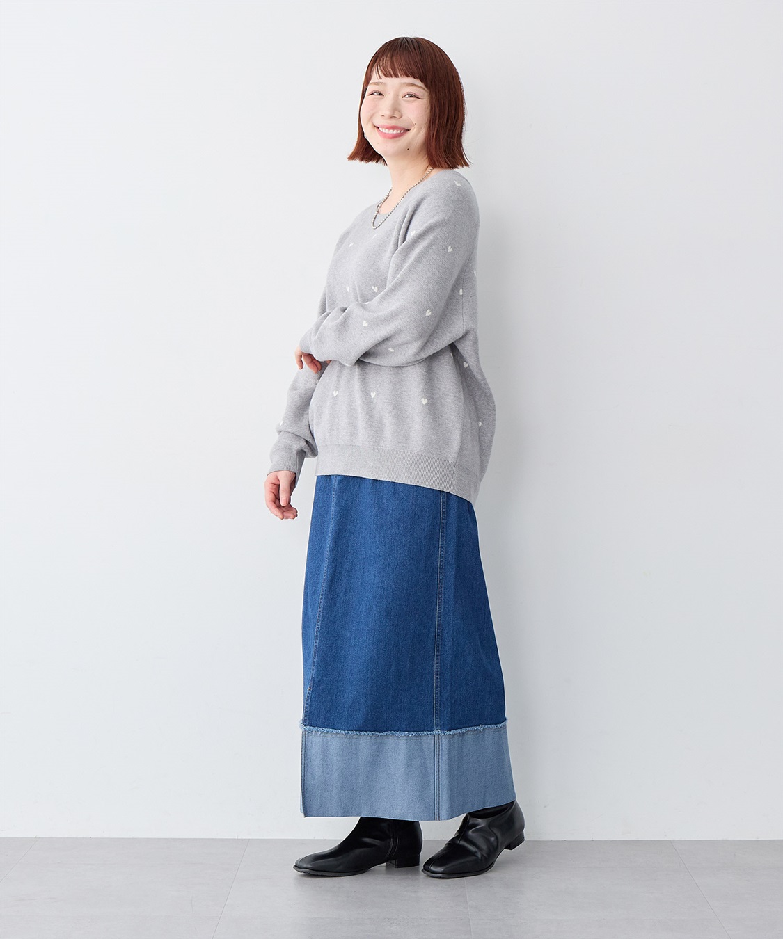 anyfee 【anyfee/大きいサイズ】Wフェイスハート柄ジャガードラグランニット_sub_23