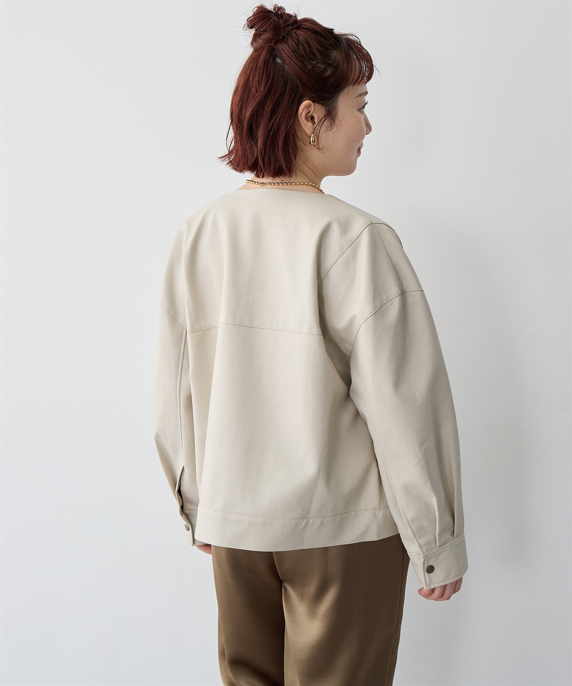 Life Style by cross marche 【anyfee/大きいサイズ】フェイクレザーノーカラージャケット_sub_17