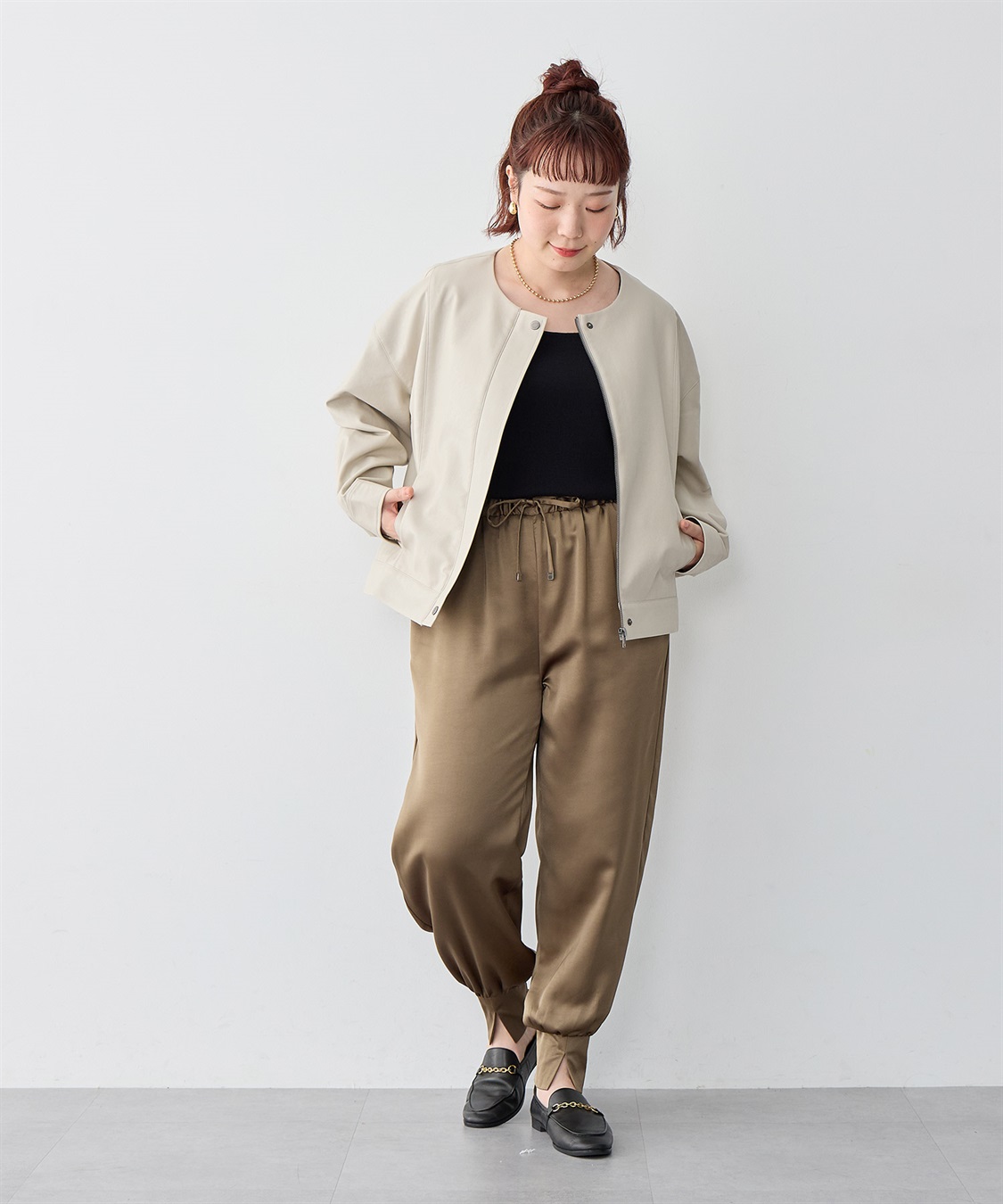 Life Style by cross marche 【anyfee/大きいサイズ】フェイクレザーノーカラージャケット_sub_19