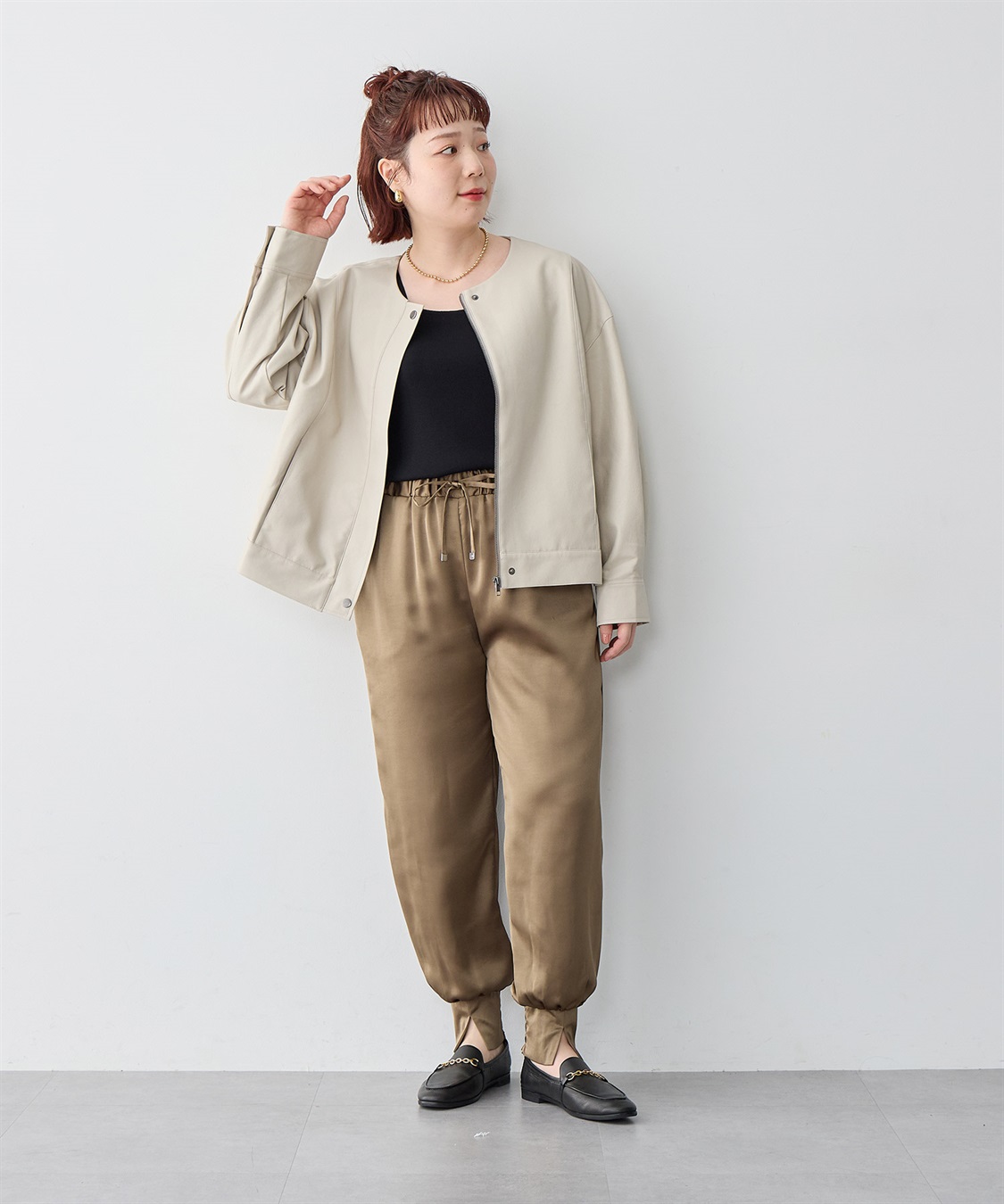 Life Style by cross marche 【anyfee/大きいサイズ】フェイクレザーノーカラージャケット_sub_20