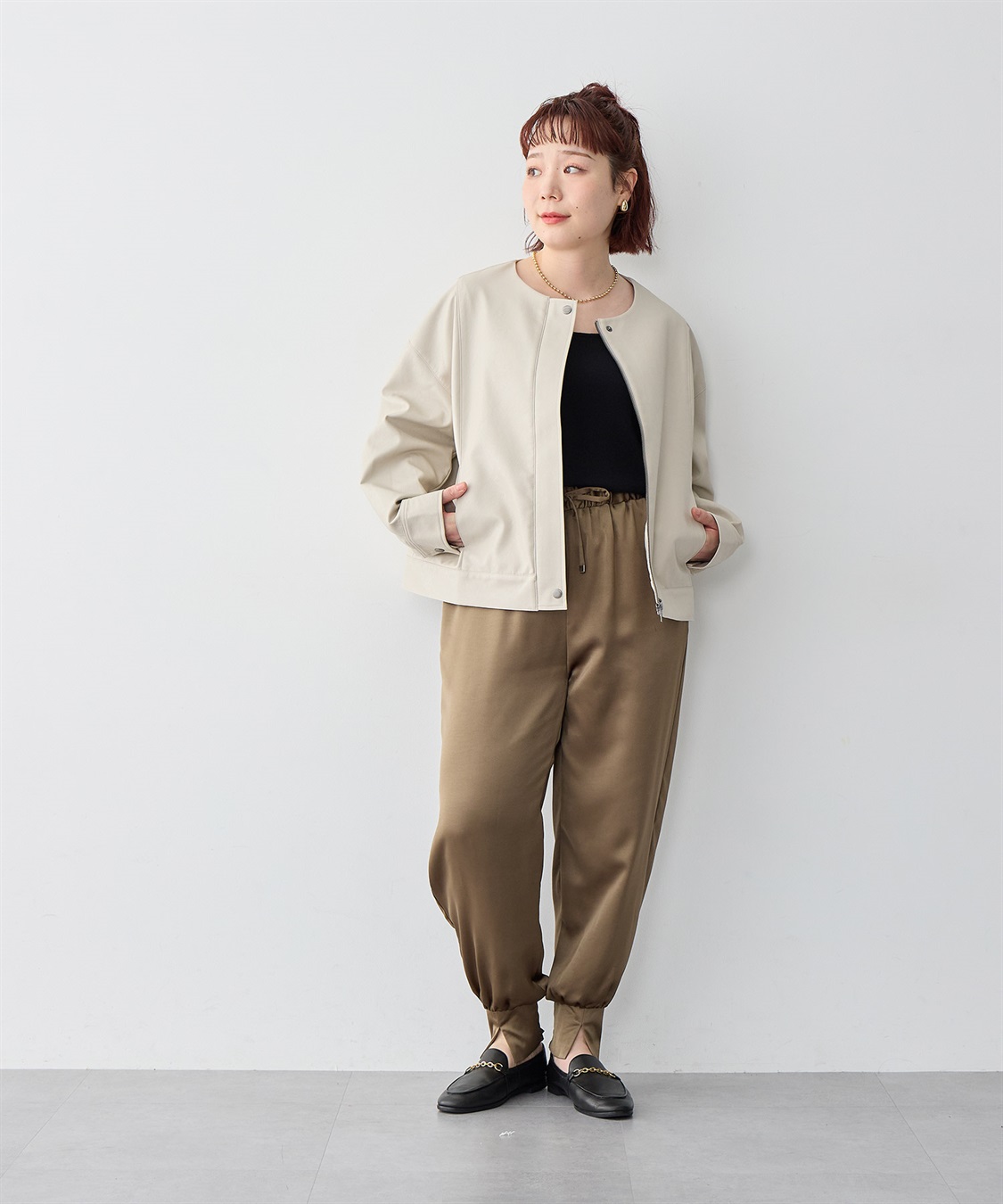 Life Style by cross marche 【anyfee/大きいサイズ】フェイクレザーノーカラージャケット_sub_21