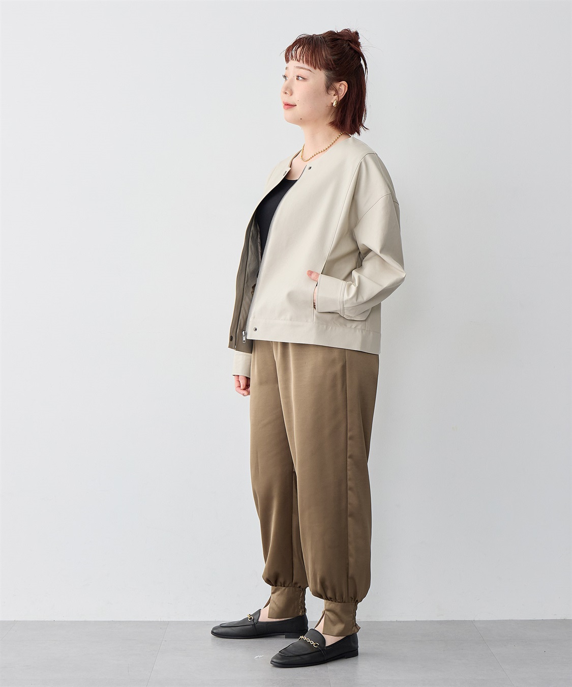 Life Style by cross marche 【anyfee/大きいサイズ】フェイクレザーノーカラージャケット_sub_22