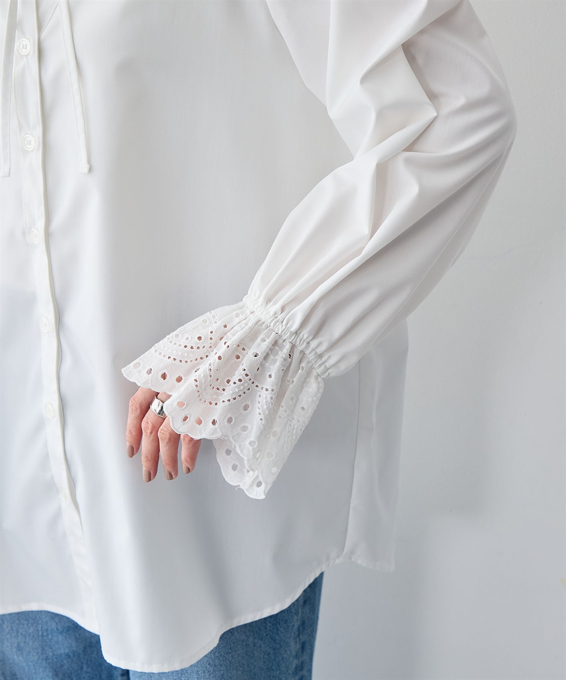 Life Style by cross marche 【anyfee/大きいサイズ】袖口レースフリル襟シャツ/ブラウス_sub_5