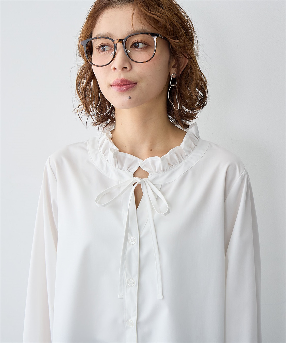 Life Style by cross marche 【anyfee/大きいサイズ】袖口レースフリル襟シャツ/ブラウス_sub_6